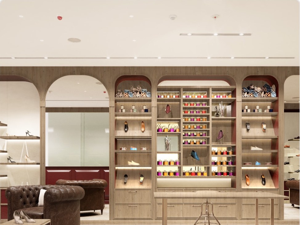 Back-lit shelving bays and hand-finished mouldings